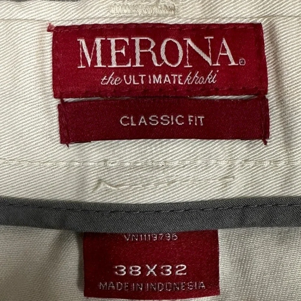 NEW Merona Pants Mens 38X32 Beige The Ultimate Khaki Classic Fit Straight Fit